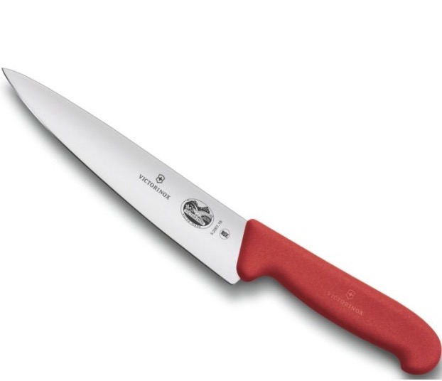 תמונת מוצר - סכין פריסה Victorinox Fibrox 19 ס"מ להב רחב ידית אדומה מקצועית