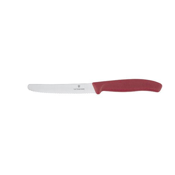 תמונת מוצר - סכין עגבניות ושולחן Victorinox Swiss Classic 11 ס"מ להב משונן ידית אדומה
