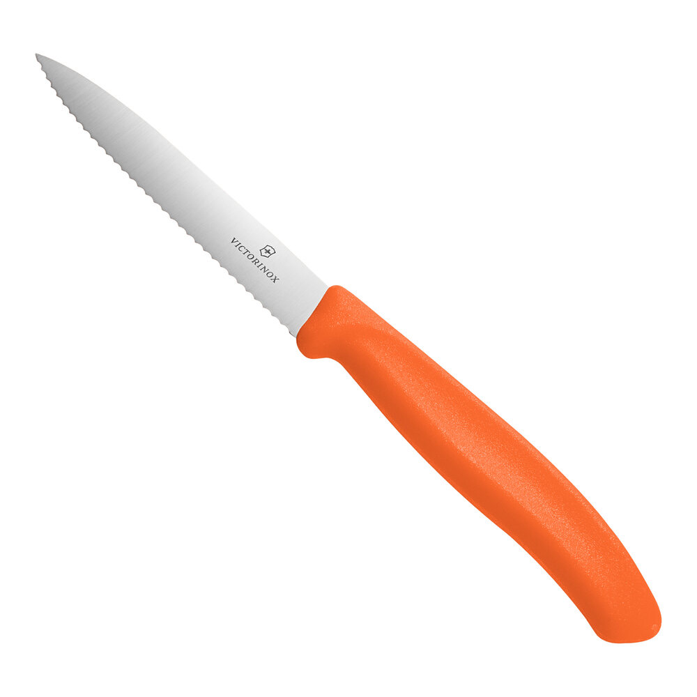 תמונת מוצר - סכין קילוף Victorinox Swiss Classic משוננת חוד מחודד 10 ס"מ כתום 6.7736