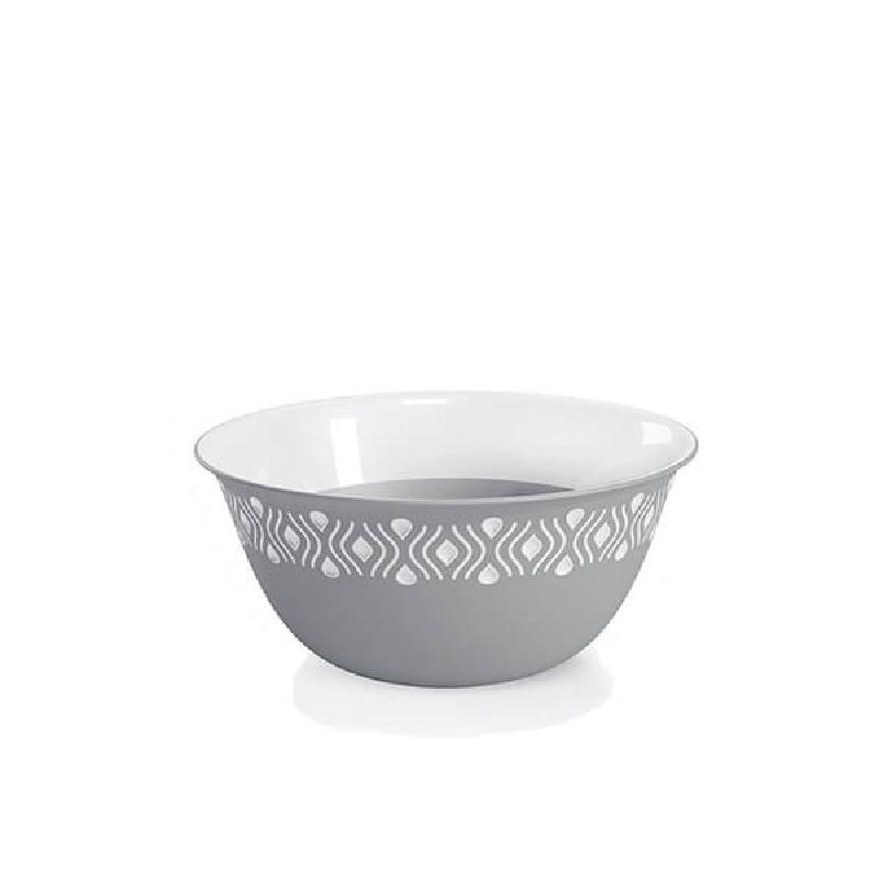 תמונת מוצר - קערת פלסטיק Tosca 23 ס"מ Stefanplast – דגם עם דוגמה גיאומטרית, אפור