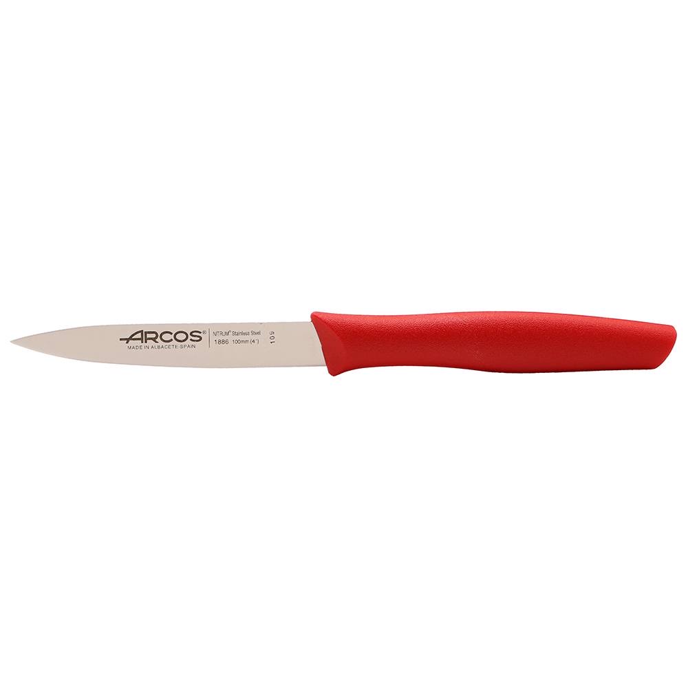תמונת מוצר - סכין ירקות חלק שפיץ 10 ס"מ Arcos Nova 188626 – ידית אדומה